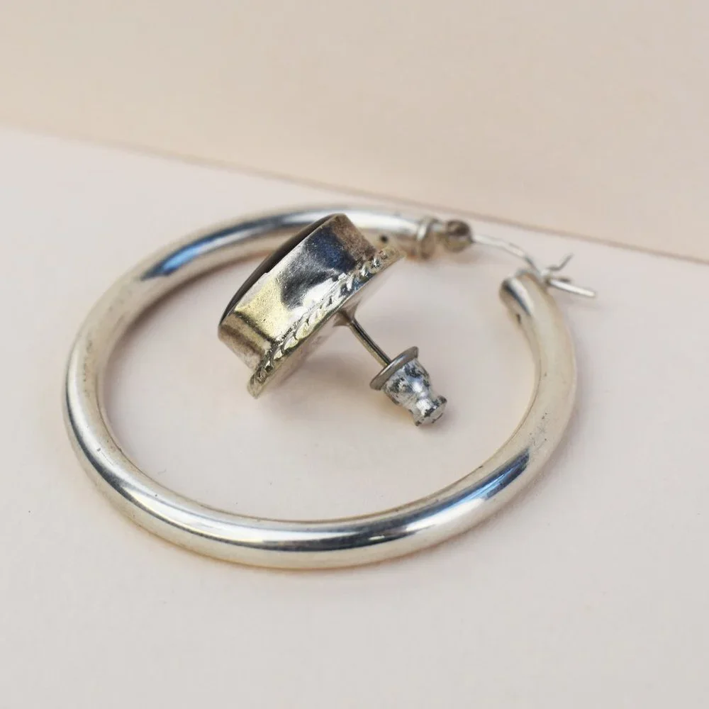 Super chunky asymmetrical earrings, bold mismatched earrings